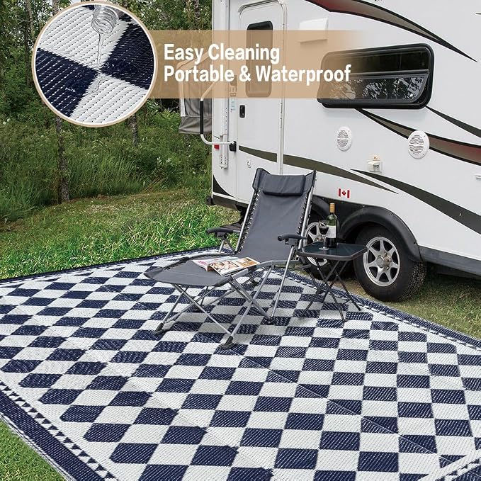 HUGEAR Outdoor Waterproof Rug 6'x9' Plastic Straw Rugs Washable Reversible - Image 5