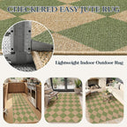 Lahome Colette Checkered Green Runner Rug, 2x8 Carpet Runners - Image 6