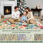 Round Area Rug for Living Room: 8 ft Floral Washable Circle Rug Soft Boho - Image 9