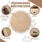 Cat Rug, Cat Scratch Rug, 39 in Washable Boho Braided Circle Rug, Soft and - Image 3