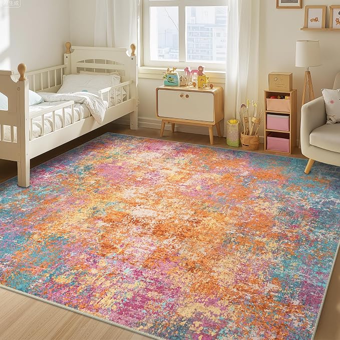 RELEANY Washable Area Rugs 6'x9' Non-Slip Modern Abstract Soft - Image 3