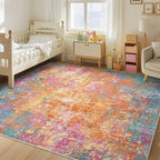 RELEANY Washable Area Rugs Square 8ft Non-Slip Modern Abstract Soft - Image 2