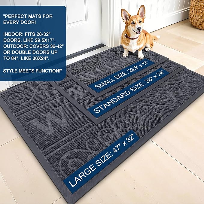 OLANLY Welcome Door Mat Indoor Outdoor Entrance, Heavy Duty Sturdy Front Door - Image 3