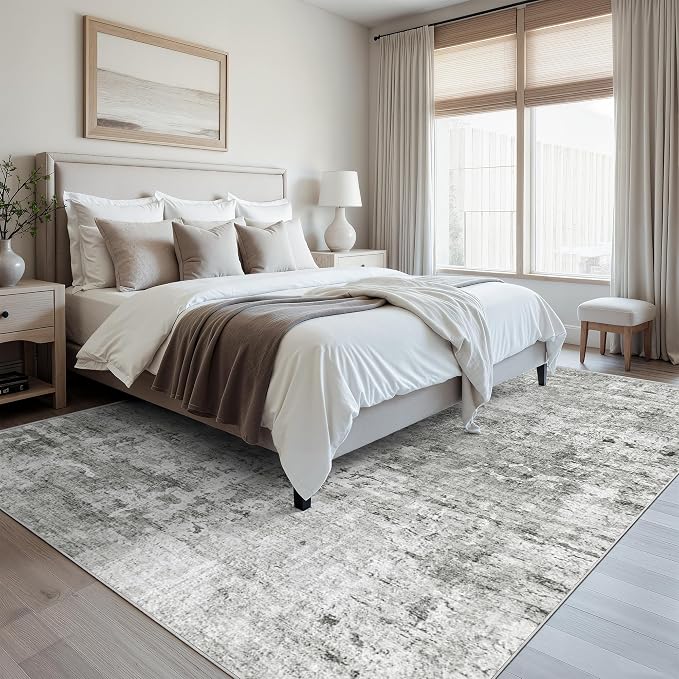 Soalmost Abstract Rug 8x10 Large Living Room Rugs Neutral Modern Washable Area - Image 3