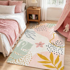 Lahome Pink Boho Nursery Rug 4x6, Washable Non Slip Soft Botanical Area Rug - Image 2