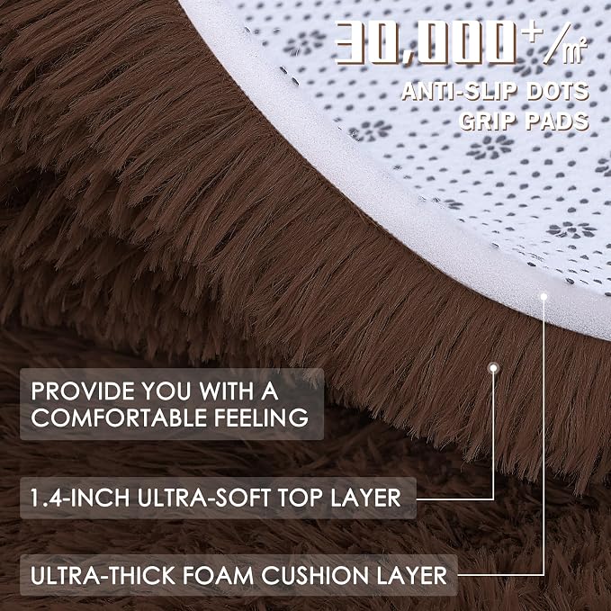 OLANLY 4x5 Machine Washable Accent Rug, Soft Fluffy Shaggy Area Rug - Image 8