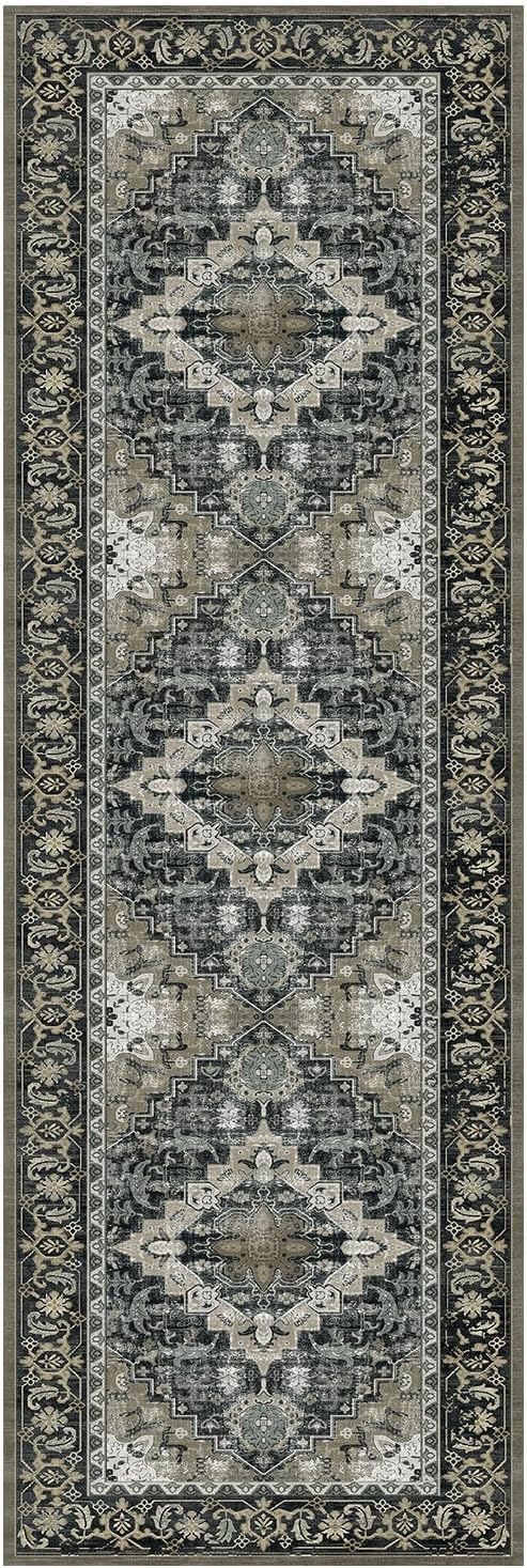 Lessymo Washable Runner Rug for Hallway, Floral Medallion Vintage Rugs - Image 9
