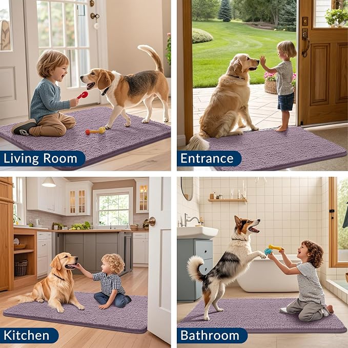 Smiry Dog Door Mat for Muddy Paws 36x24, Absorbent Dirt Trapper, Non-Slip - Image 7