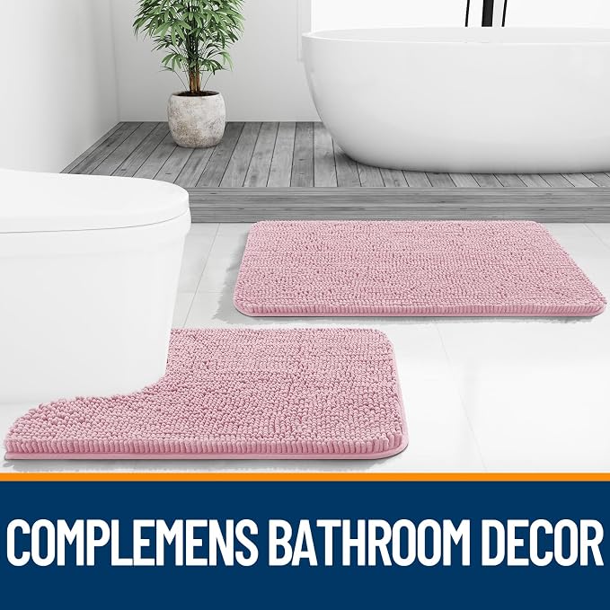 OLANLY Toilet Rugs U-Shaped 24x20, Extra Soft Absorbent Chenille Contour - Image 7