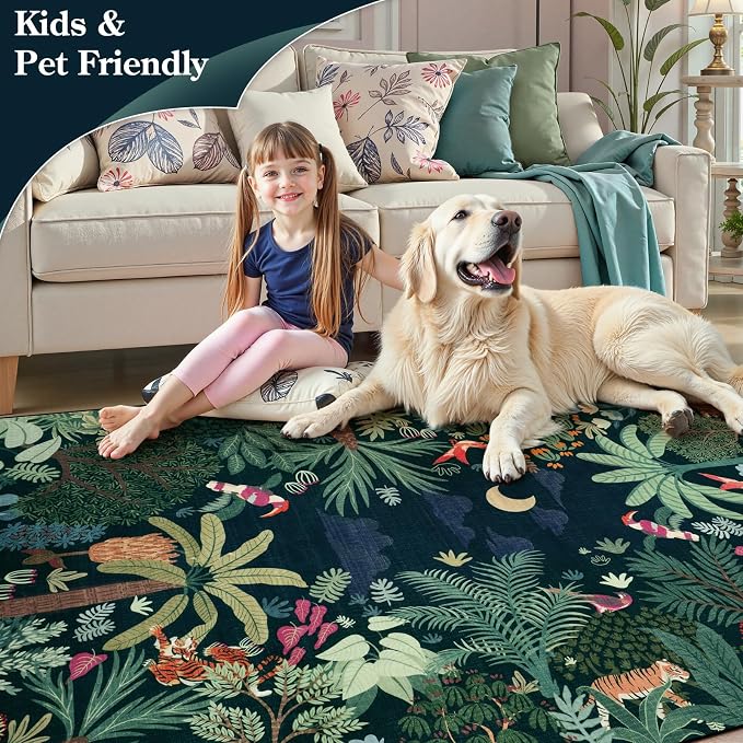 LIVEBOX 6x9 Jungle Dark Rug Dining Room Rugs - Image 5