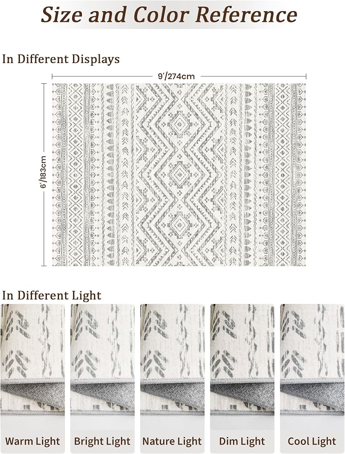 Miukiki 6x9 Area Rug for Living Room Moroccan Washable Rugs Non Slip Indoor - Image 2