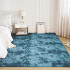 Litanika 8x10 Shag Area Rug for Living Room Bedroom, Tie-Dyed Blue High Pile - Image 2