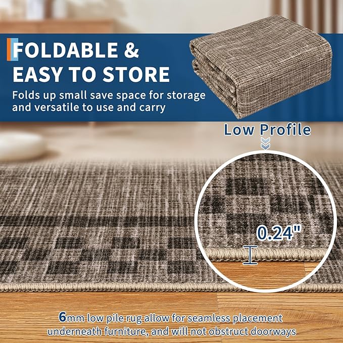Small Bedroom Area Rug 3x5 Checkered Area Rug - Image 3