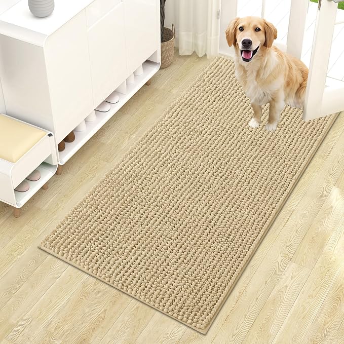 OLANLY Dog Door Mat for Muddy Paws 44x24, Ultra Absorbent Chenille Mud Doormat by OLANLY