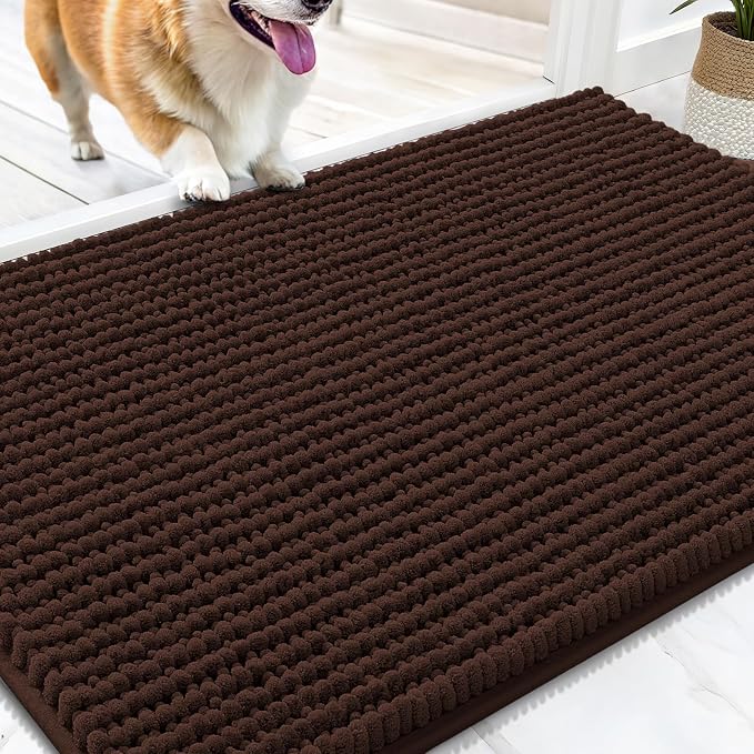 OLANLY Dog Door Mat for Muddy Paws 30x20, Ultra Absorbent Chenille Mud Doormat by OLANLY