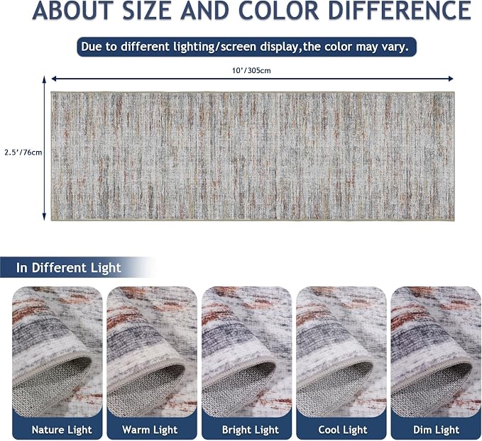 2.5x10 Washable Runner Rugs, 10 ft Runner Rug - Image 2