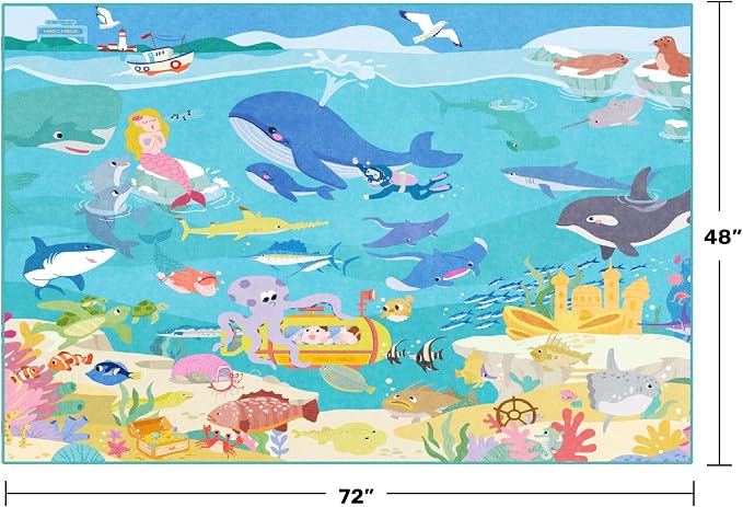 4x6 Ocean Rug for Toddlers Playroom – Sea Life Learning Carpet - Image 2