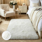 KCHOWUA Cream White Fluffy Area Rug by KICHOWUA