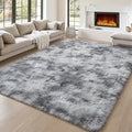 BENRON Fluffy Tie-dye Grey Rugs by BENRON