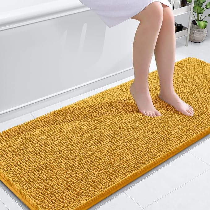 OLANLY Bathroom Runner Rugs 59x24, Soft Absorbent Chenille Bath Rugs, Rubber by OLANLY