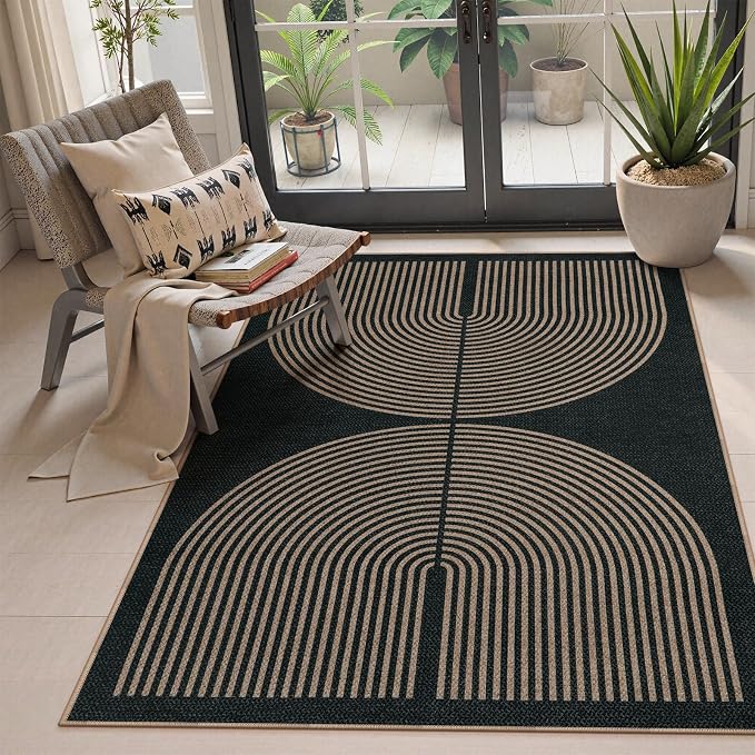 Lahome Modern Rainbow Easy Jute 4x6 Rug, Outdoor Patio Rug by Lahome