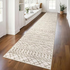 KUTA Moroccan Washable Hallway Runner Rug, 2.6x12 Non-Slip Vintage Beige Boho by KUTA