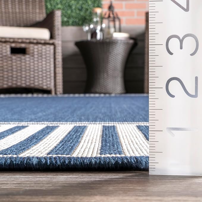 Nuloom Asha Navy/Ivory, Striped Border, Soft and Cozy, High Traffic, Easy Clean - Image 3