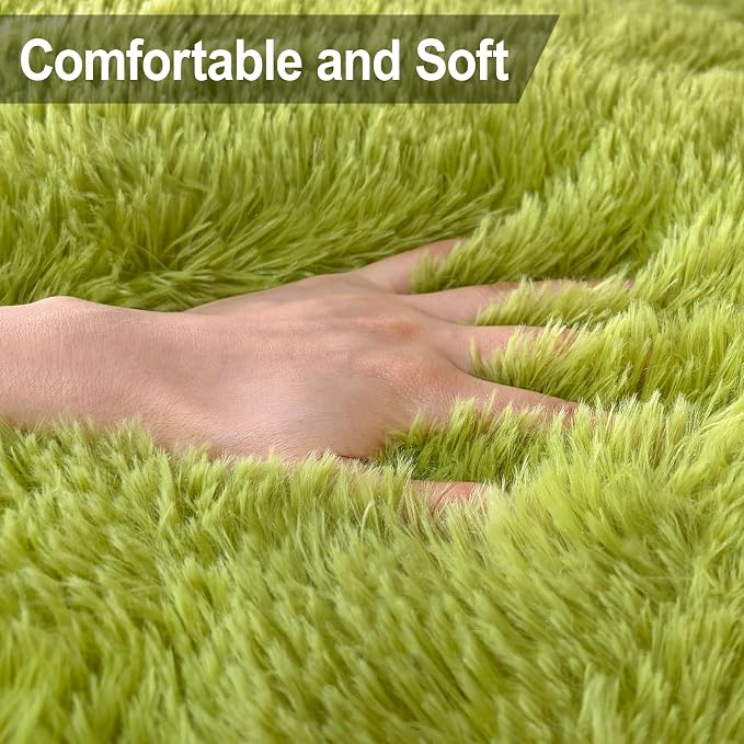 Soft Grass Green Fluffy Rug for Bedroom Living Room, 3x10 ft Fuzzy Green Shag - Image 5
