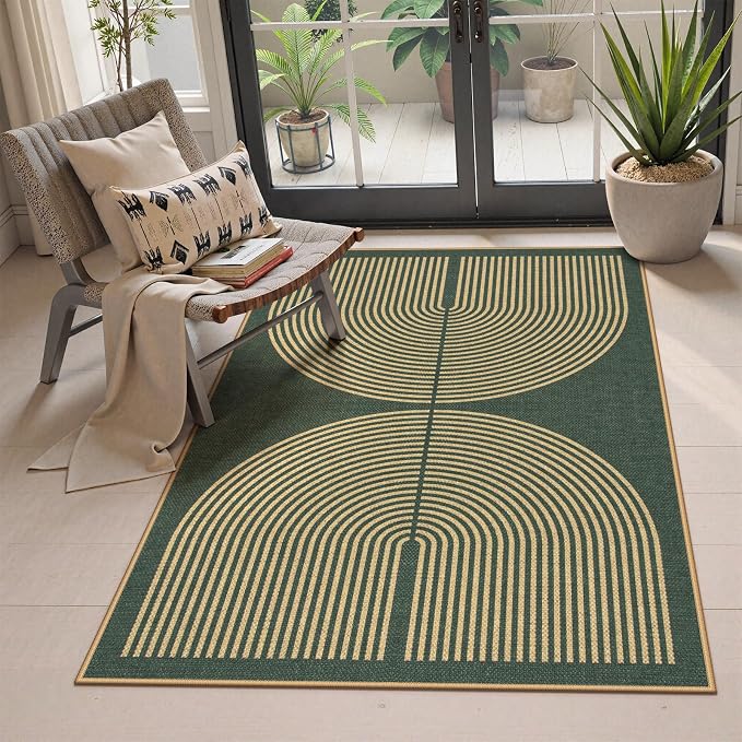 Lahome Enfys Modern Rainbow Easy Jute Entry Rug, 3x5 Washable Outdoor Patio by Lahome