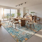 Ompaa Living Room Rug 8x10 Blue Area Rugs Machine Washable Abstract Boho Large - Image 2