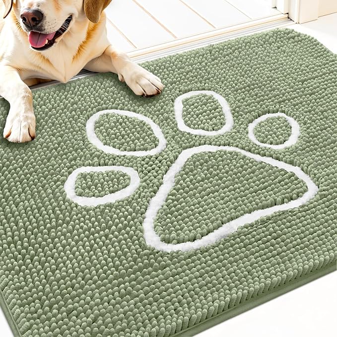 OLANLY Dog Door Mat for Muddy Paws 32x20, Paw Print Design, Absorbs Moisture by OLANLY