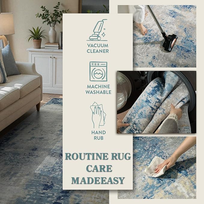 Lahome Modern Abstract Washable Area Rugs 5x7, Soft Living Room Rug Non Slip - Image 6