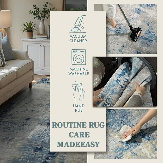 Lahome Modern Abstract Living Room Rug, Washable 8x10 Area Rugs - Image 6