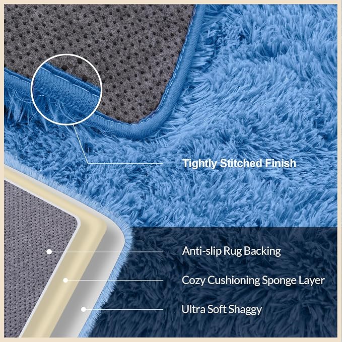 Mugorn 5x7 Rugs for Living Room, Soft Carpet Shag Kids Room Rug, Non-Slip Fuzzy - Image 2