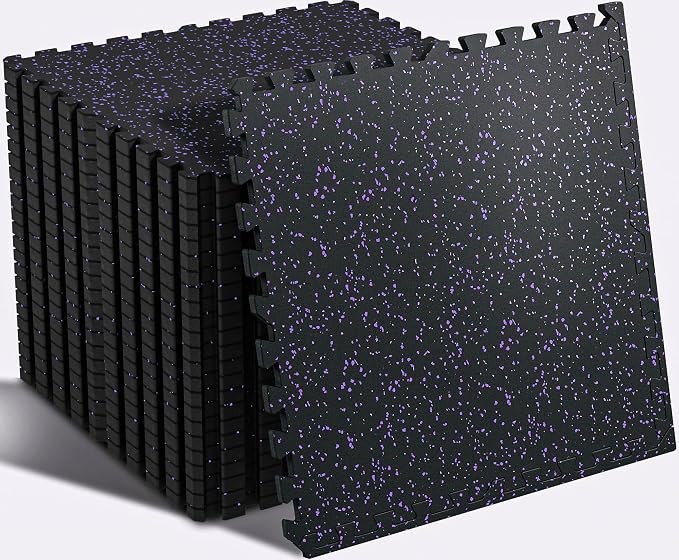 SUPERJARE 0.56'' Thick 12 Pcs 48 Sq Ft Rubber Top Exercise Equipment Mats by SUPERJARE