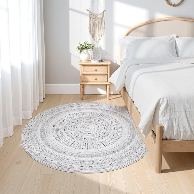 cotiled 5x5 Round Area Rugs Living Room Rug: Washable Boho Rugs - Image 2
