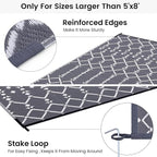 Smiry Outdoor Rug 8x10 ft, Waterproof Reversible Plastic Straw Rugs, Boho - Image 4