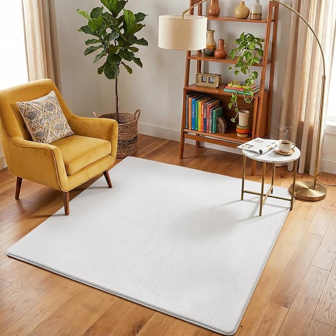 Amearea 5x5 Square Area Rugs for Bedroom Living Room, Modern White Thickened - Image 2