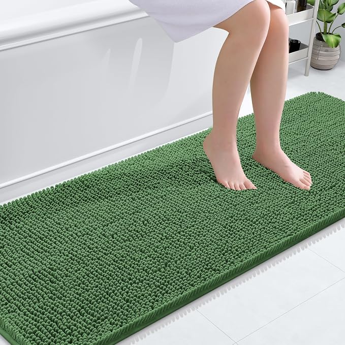 OLANLY Bathroom Runner Rugs 70x24, Soft Absorbent Chenille Bath Rugs, Rubber by OLANLY