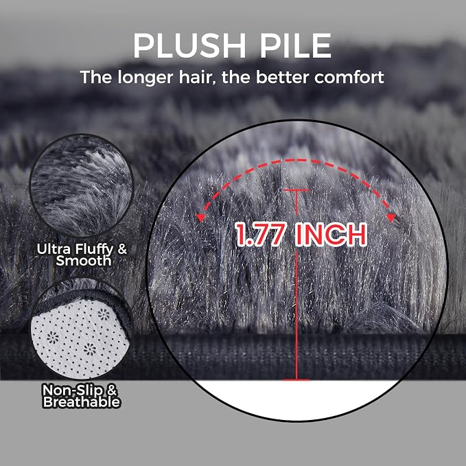 Ultra Soft Rug for Living Room, 8X10 Fluffy Shag Area Rug for Bedroom, Modern - Image 4