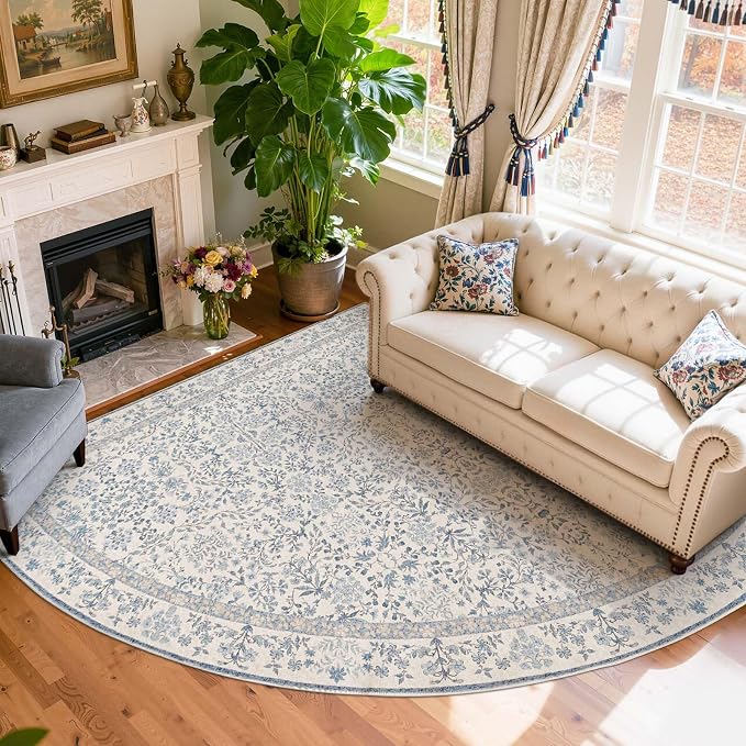 jinchan Zenith Corner Rug 7x7 Area Rug Floral Soft Aesthetic Rug Non-Slip Low - Image 9