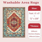 SERISSA Washable Rugs 6x9 Boho Area Rugs, Large Non-Slip Living Room Rug - Image 6