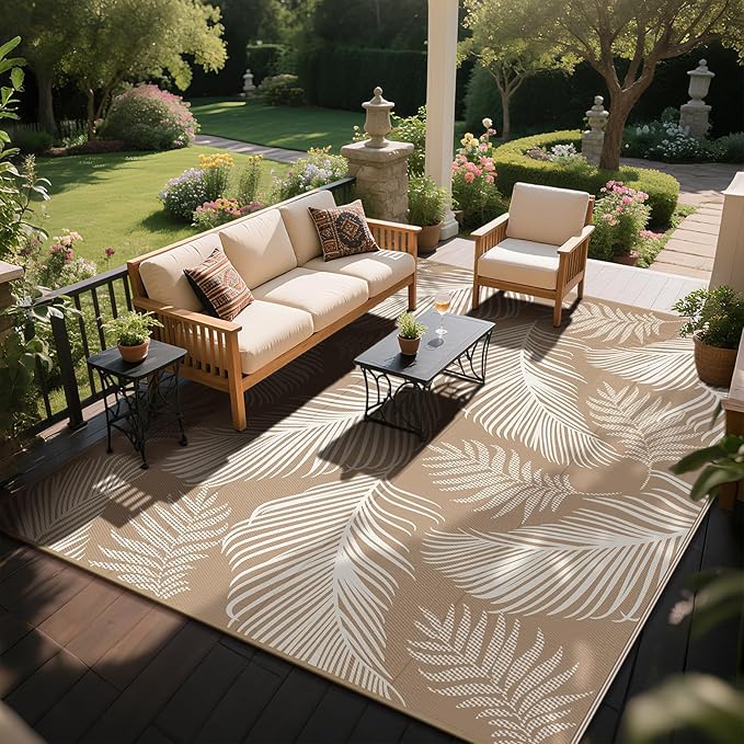 Pauwer Waterproof Outdoor Rug 8x10, Reversible Plastic Straw Patio Camping Rug - Image 4