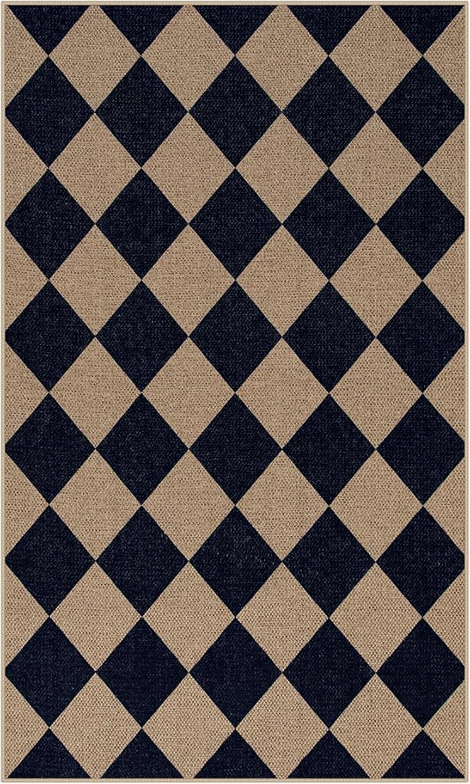 Lahome Colette Checkered Easy Jute Entry Rug, 3x5 Black Outdoor Patio Rug - Image 9