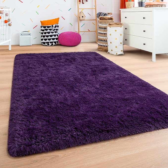 Andecor Shag Area Rug for Living Room, 5x8 Feet Purple Soft Fluffy Indoor Plush - Image 6