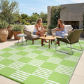 Garvee Waterproof Outdoor Rug 9x12, Checkered Foldable Plastic Straw Patio by Garvee