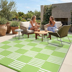 Garvee Waterproof Outdoor Rug 9x12, Checkered Foldable Plastic Straw Patio by Garvee
