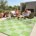 Garvee Waterproof Outdoor Rug 10x14, Checkered Foldable Plastic Straw Patio by Garvee