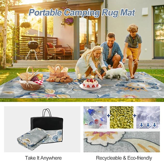 Lahome Floral Indoor Outdoor Rugs, 6x9ft Non Slip Outdoor Patio Rug - Image 3