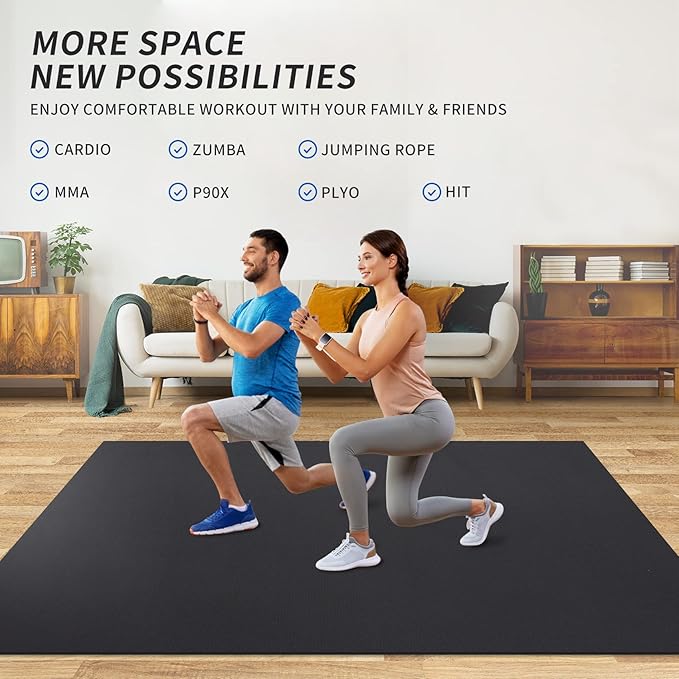 MRO Extra Large Exercise Mat For Home Gym, Extra Thick Durable Cardio Mat - Image 3